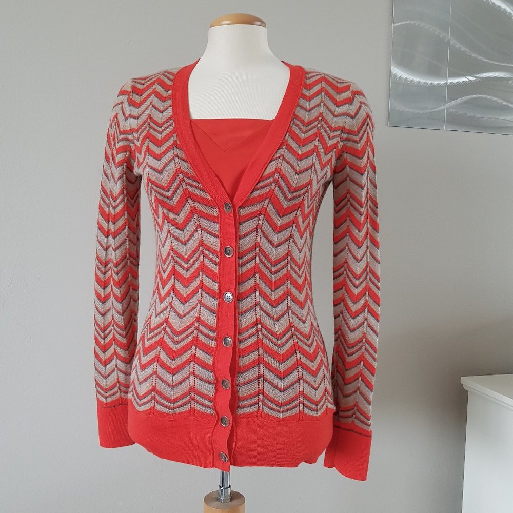 🔴 LOFT Wool Blend Chevy V-neckline Button-Down Cardi, Sz S